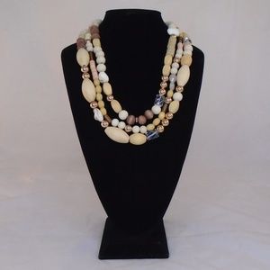 LYDELL NYC CHUNKY WOOD GLASS SHELL LAYERED NWOT